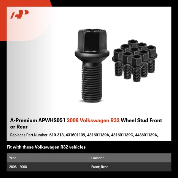 A-Premium APWHS051 2008 Volkswagen R32 Wheel Stud Front or Rear