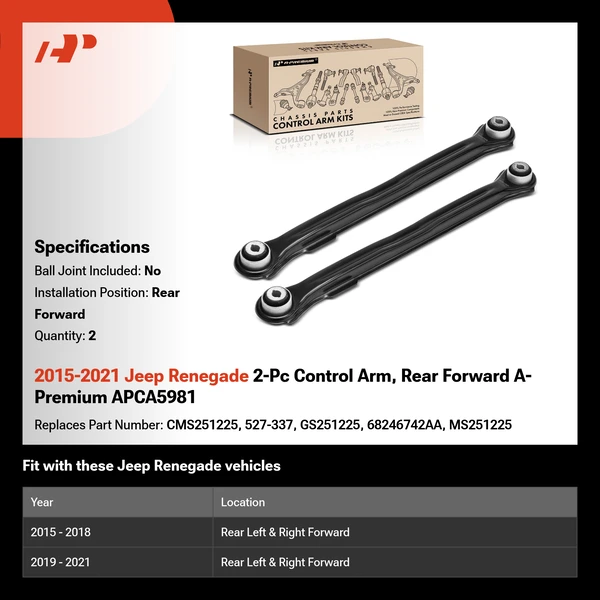 2015-2021 Jeep Renegade 2-Pc Control Arm, Rear Forward A-Premium APCA5981