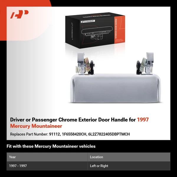 Driver or Passenger Chrome Exterior Door Handle for 1997 Mercury Mountaineer