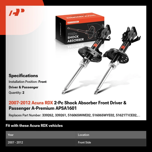 2007-2012 Acura RDX 2-Pc Shock Absorber Front Driver & Passenger A-Premium APSA1601