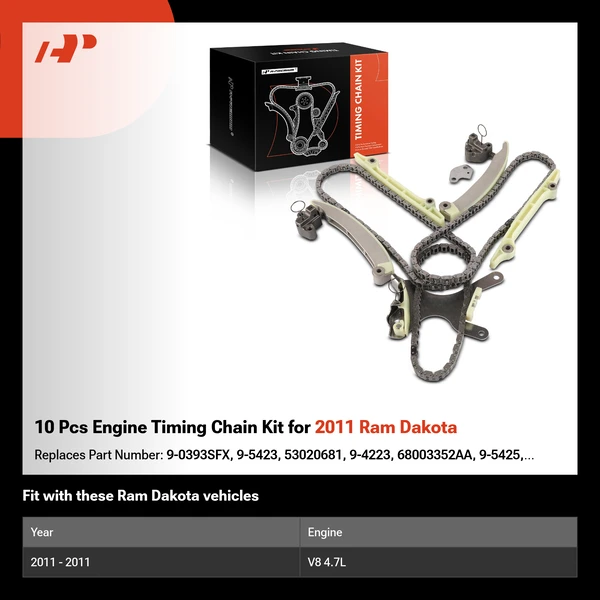 10 Pcs Engine Timing Chain Kit for 2011 Ram Dakota