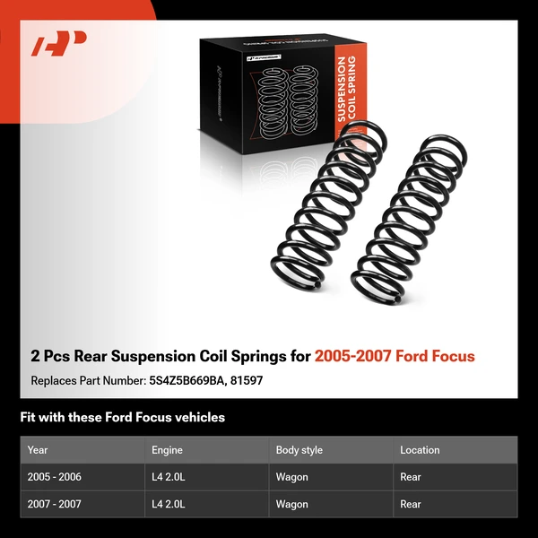 2 Pcs Rear Suspension Coil Springs for 2005-2007 Ford Focus