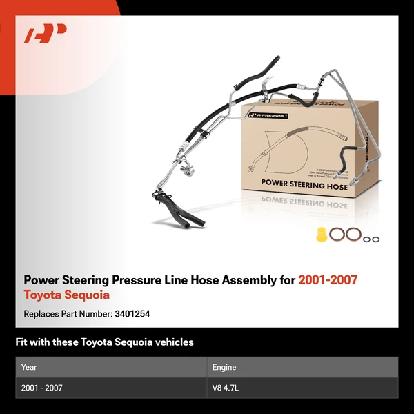 Power Steering Pressure Line Hose Assembly for 2001-2007 Toyota Sequoia