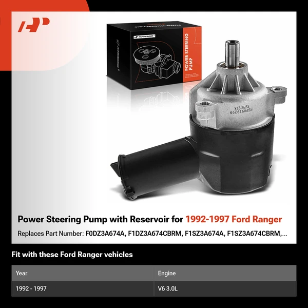 Power Steering Pump with Reservoir for 1992-1997 Ford Ranger