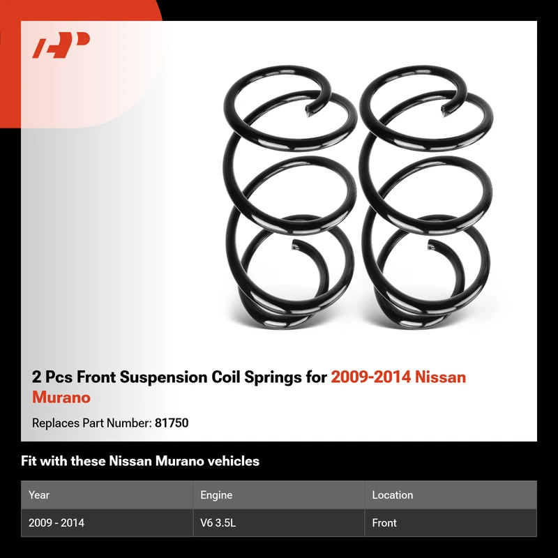 2 Pcs Front Suspension Coil Springs for 2009-2014 Nissan Murano