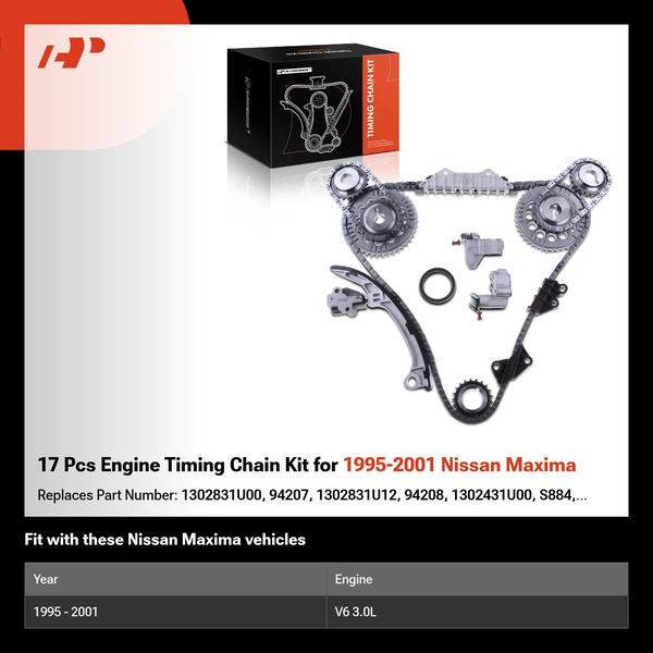17 Pcs Engine Timing Chain Kit for 1995-2001 Nissan Maxima