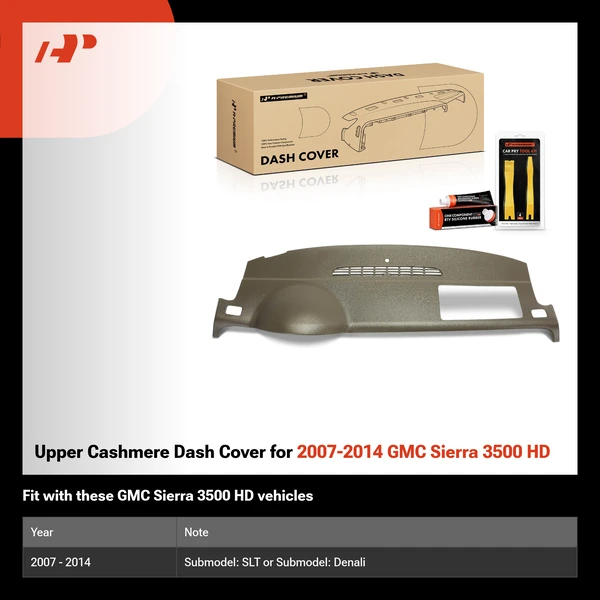 Upper Cashmere Dash Cover for 2007-2014 GMC Sierra 3500 HD