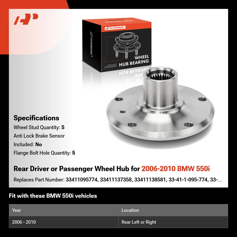 Rear Driver or Passenger Wheel Hub for 2006-2010 BMW 550i
