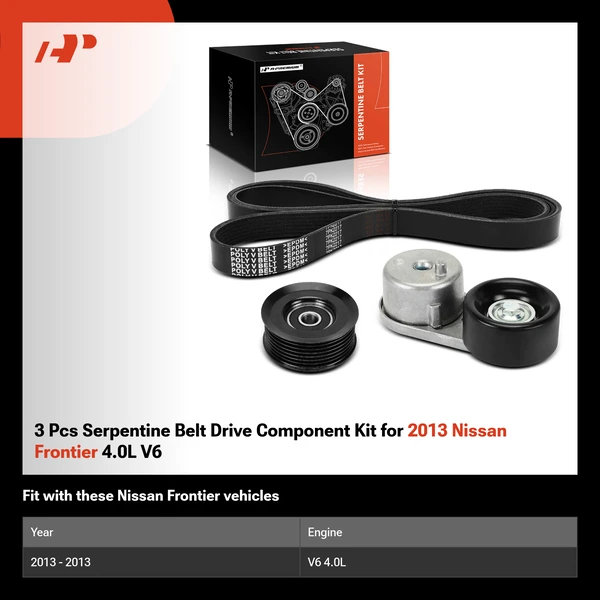 3 Pcs Serpentine Belt Drive Component Kit for 2013 Nissan Frontier 4.0L V6