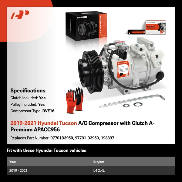 2019-2021 Hyundai Tucson A/C Compressor with Clutch A-Premium APACC956