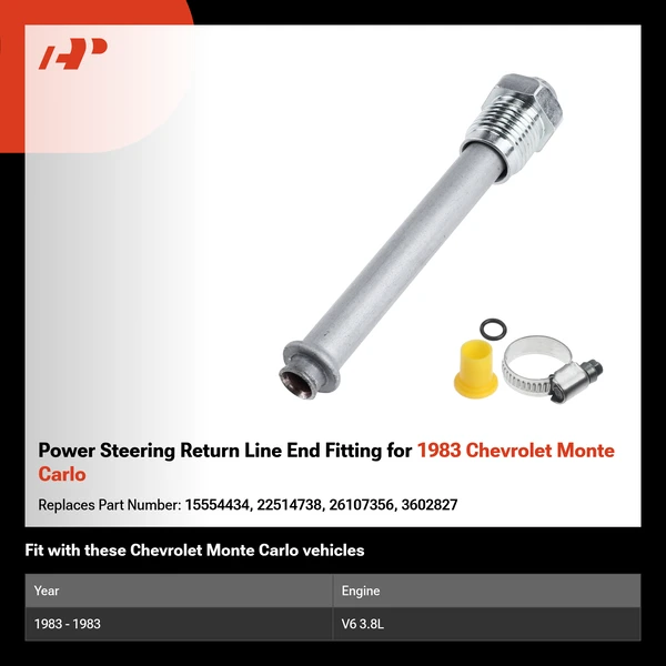 Power Steering Return Line End Fitting for 1983 Chevrolet Monte Carlo