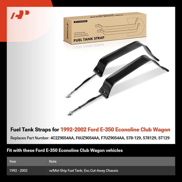 Fuel Tank Straps for 1992-2002 Ford E-350 Econoline Club Wagon
