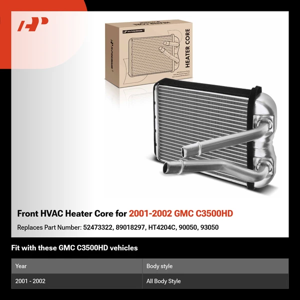 Front HVAC Heater Core for 2001-2002 GMC C3500HD
