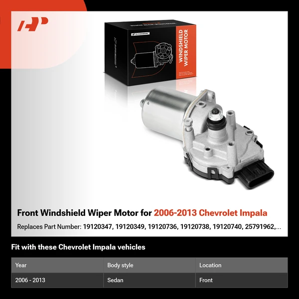 Front Windshield Wiper Motor for 2006-2013 Chevrolet Impala