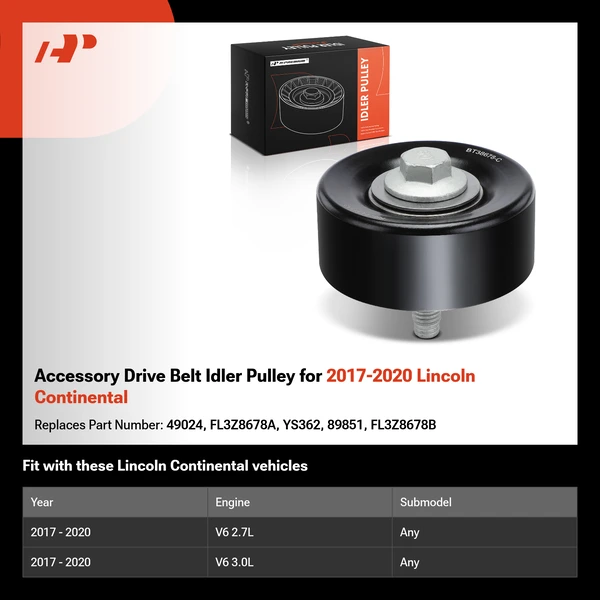 Accessory Drive Belt Idler Pulley for 2017-2020 Lincoln Continental