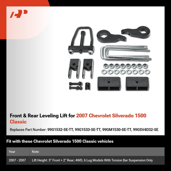 Front & Rear Leveling Lift for 2007 Chevrolet Silverado 1500 Classic