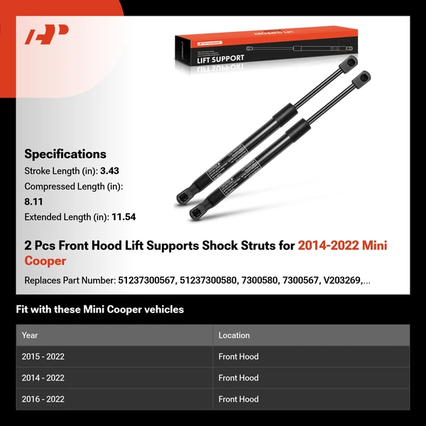 2 Pcs Front Hood Lift Supports Shock Struts for 2014-2022 Mini Cooper
