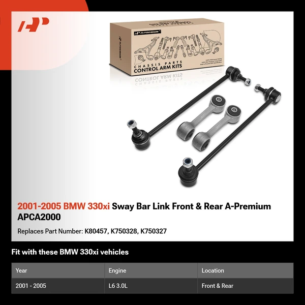 2001-2005 BMW 330xi Sway Bar Link Front & Rear A-Premium APCA2000