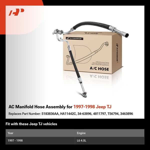 AC Manifold Hose Assembly for 1997-1998 Jeep TJ