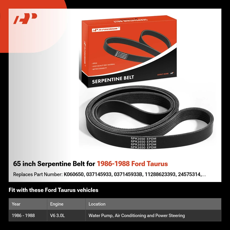 65 inch Serpentine Belt for 1986-1988 Ford Taurus