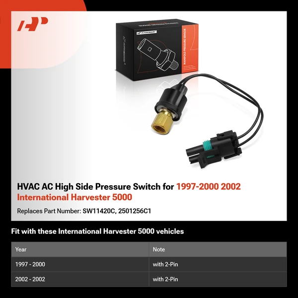 HVAC AC High Side Pressure Switch for 1997-2000 2002 International Harvester 5000