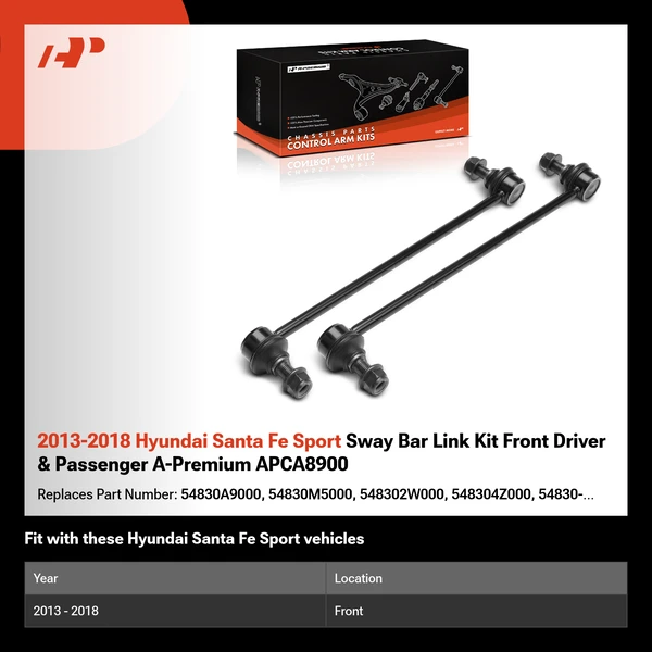 2013-2018 Hyundai Santa Fe Sport Sway Bar Link Kit Front Driver & Passenger A-Premium APCA8900