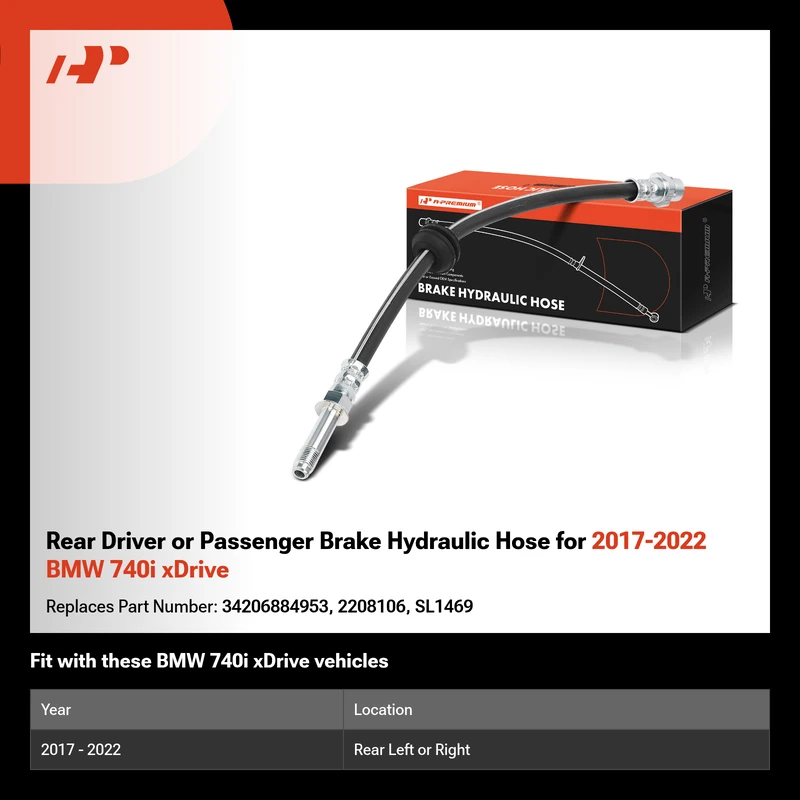 Rear Driver or Passenger Brake Hydraulic Hose for 2017-2022 BMW 740i xDrive