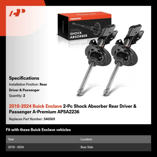 2018-2024 Buick Enclave 2-Pc Shock Absorber Rear Driver & Passenger A-Premium APSA2236