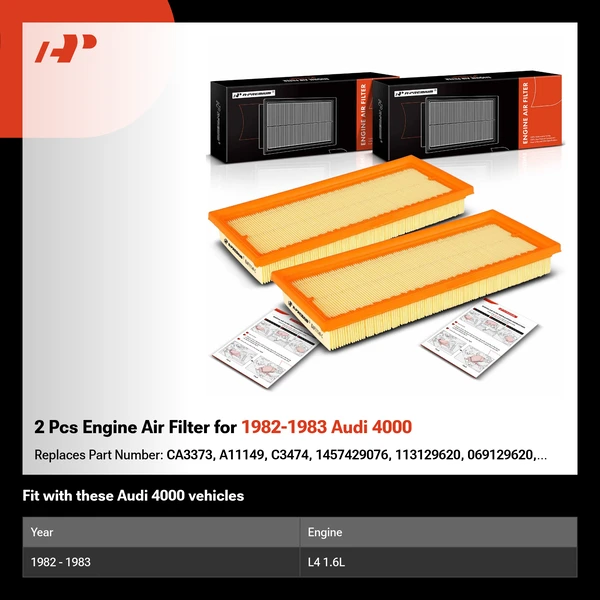 2 Pcs Engine Air Filter for 1982-1983 Audi 4000