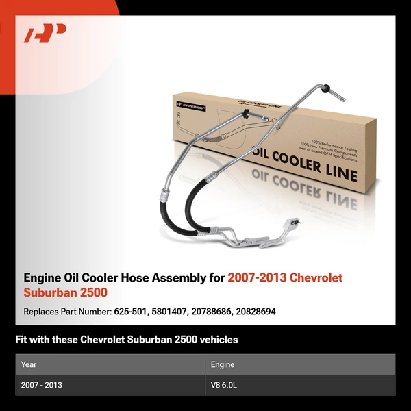 Engine Oil Cooler Hose Assembly for 2007-2013 Chevrolet Suburban 2500