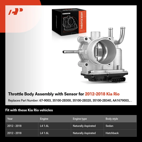 Throttle Body Assembly with Sensor for 2012-2018 Kia Rio