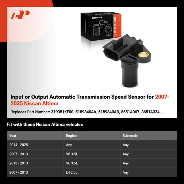 Input or Output Automatic Transmission Speed Sensor for 2007-2025 Nissan Altima