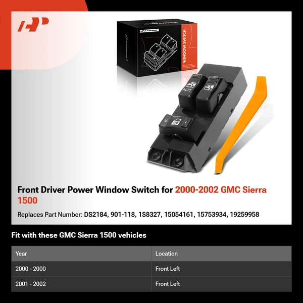Front Driver Power Window Switch for 2000-2002 GMC Sierra 1500
