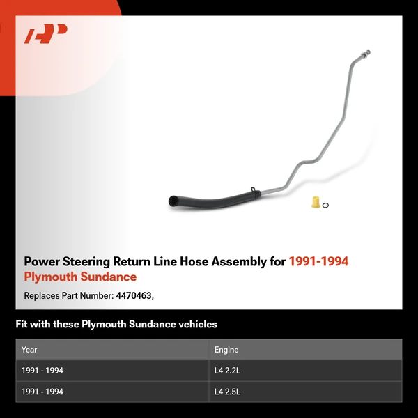 Power Steering Return Line Hose Assembly for 1991-1994 Plymouth Sundance