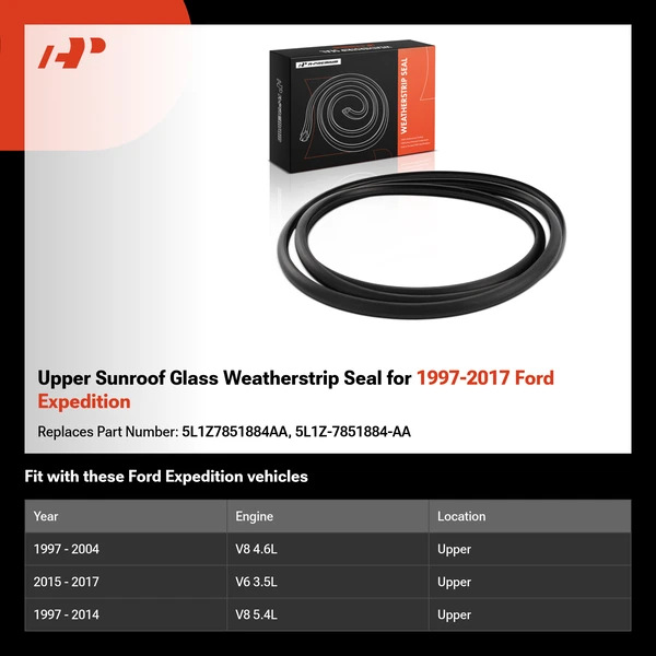 Upper Sunroof Glass Weatherstrip Seal for 1997-2017 Ford Expedition