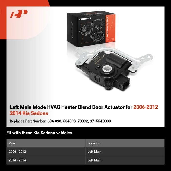 Left Main Mode HVAC Heater Blend Door Actuator for 2006-2012 2014 Kia Sedona