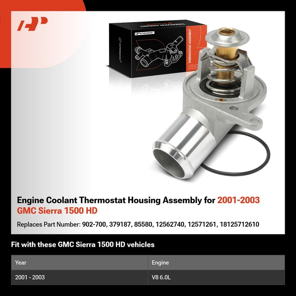Engine Coolant Thermostat Housing Assembly for 2001-2003 GMC Sierra 1500 HD