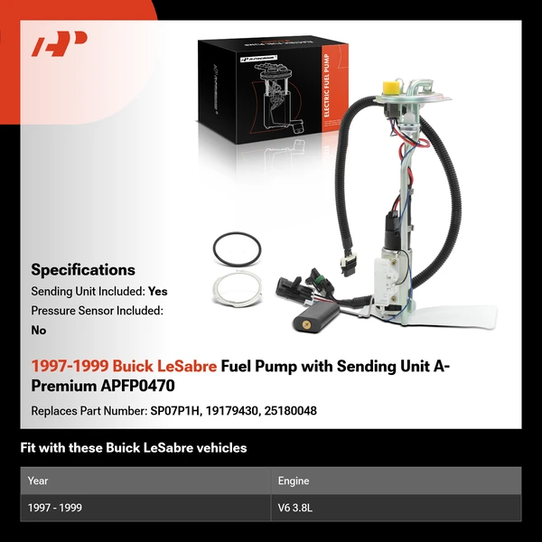 1997-1999 Buick LeSabre Fuel Pump with Sending Unit A-Premium APFP0470