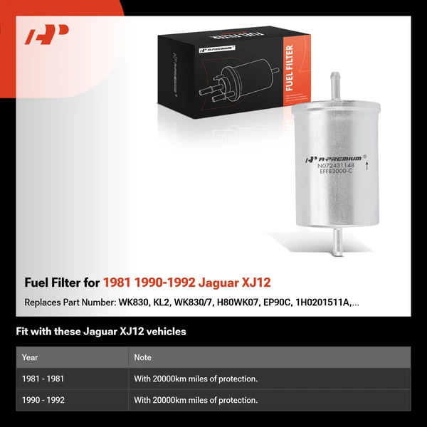 Fuel Filter for 1981 1990-1992 Jaguar XJ12
