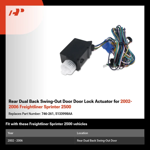 Rear Dual Back Swing-Out Door Door Lock Actuator for 2002-2006 Freightliner Sprinter 2500