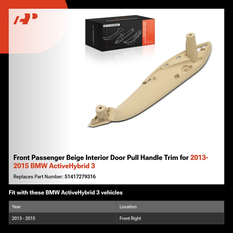 Front Passenger Beige Interior Door Pull Handle Trim for 2013-2015 BMW ActiveHybrid 3