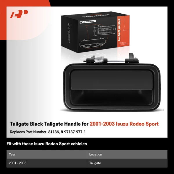 Tailgate Black Tailgate Handle for 2001-2003 Isuzu Rodeo Sport