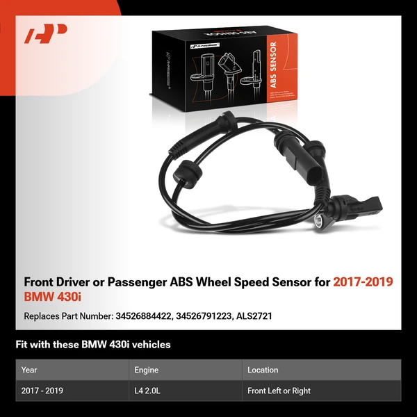Front Driver or Passenger ABS Wheel Speed Sensor for 2017-2019 BMW 430i