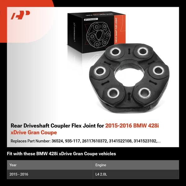 Rear Driveshaft Coupler Flex Joint for 2015-2016 BMW 428i xDrive Gran Coupe