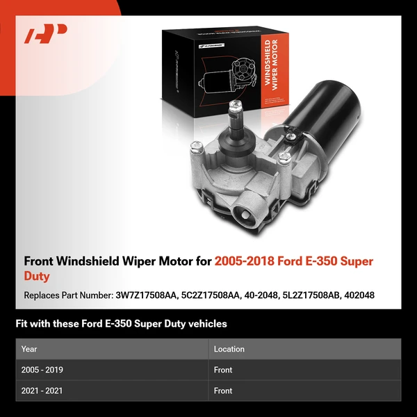 Front Windshield Wiper Motor for 2005-2018 Ford E-350 Super Duty