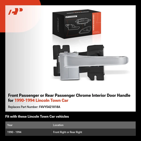 Front Passenger or Rear Passenger Chrome Interior Door Handle for 1990-1994 Lincoln Town Car