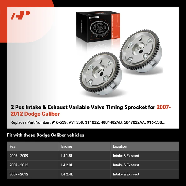 2 Pcs Intake & Exhaust Variable Valve Timing Sprocket for 2007-2012 Dodge Caliber