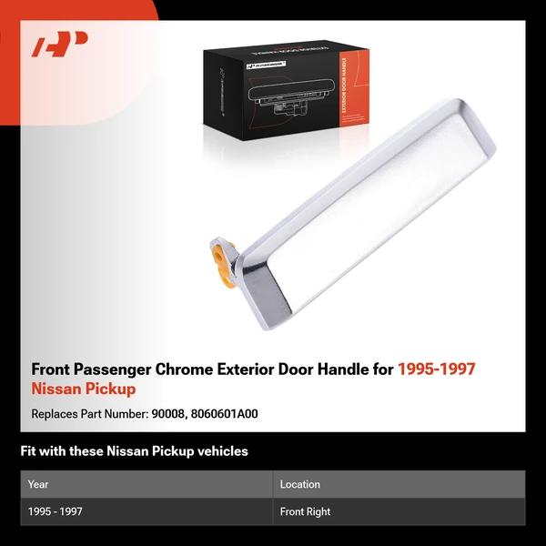 Front Passenger Chrome Exterior Door Handle for 1995-1997 Nissan Pickup