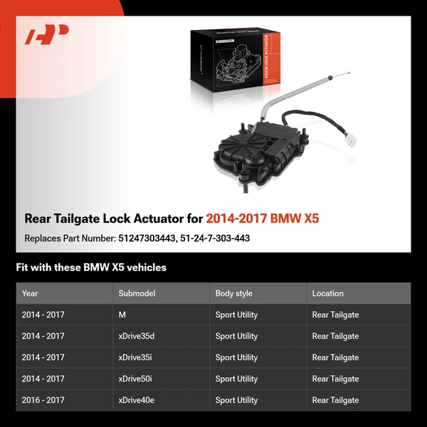 Rear Tailgate Lock Actuator for 2014-2017 BMW X5