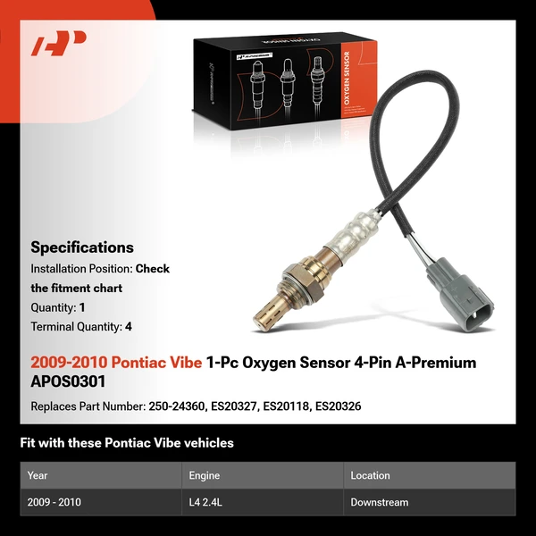 2009-2010 Pontiac Vibe 1-Pc Oxygen Sensor 4-Pin A-Premium APOS0301